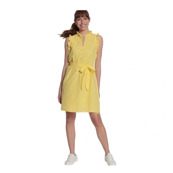 Nordstrom London Times Petunia Ruffle Neck Waist Tie Dress   NWOT - Picture 6 of 7